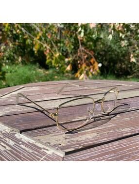 Vintage 2000s style unique Slim Gold Trim Clear Lenses Glasses. Glasses are